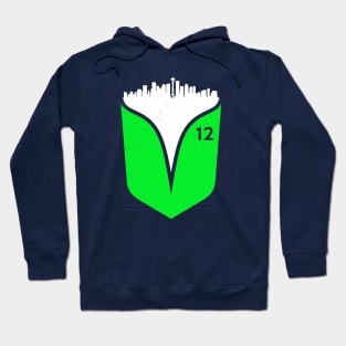 Seattle Feather Skyline - on Dark Hoodie